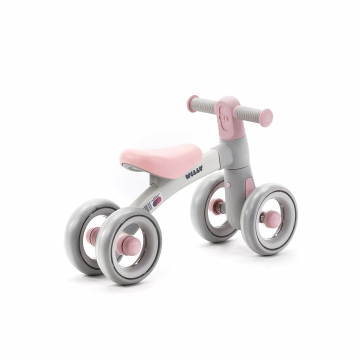 Adamex Bicicleta de echilibru pentru copii Welly cu 4 roti 3 moduri de iluminare LED in ghidon testata EN71 Grey Pink