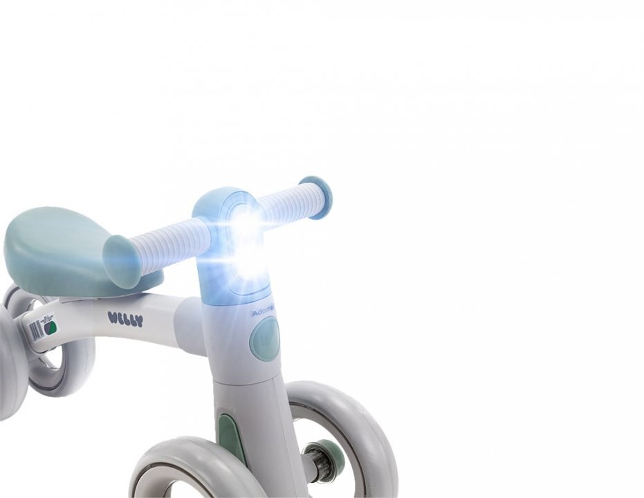 Adamex Bicicleta de echilibru pentru copii Welly cu 4 roti 3 moduri de iluminare LED in ghidon testata EN71 Grey Pink