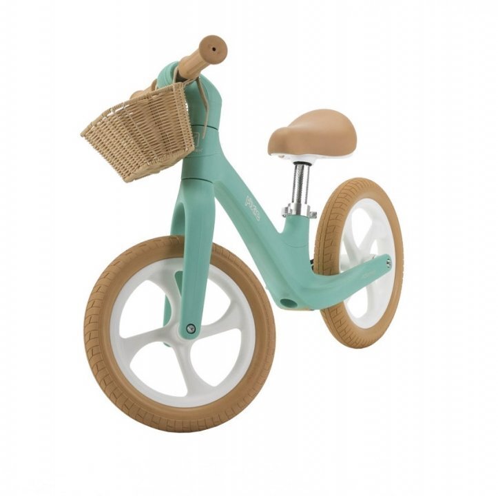 Adamex Bicicleta fara pedale pentru copii Pixie cu roti de 12 inch din spuma PU cu cosulet design retro scaun reglabil inaltime sezut 33-43 cm sarcina maxima admisa 50 kg 2-6 ani Prestige Mint