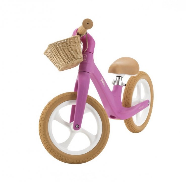 Adamex Bicicleta fara pedale pentru copii Pixie cu roti de 12 inch din spuma PU cu cosulet design retro scaun reglabil inaltime sezut 33-43 cm sarcina maxima admisa 50 kg 2-6 ani Pretty Pink