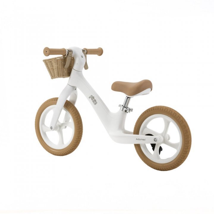 Adamex Bicicleta fara pedale pentru copii Pixie cu roti de 12 inch din spuma PU cu cosulet design retro scaun reglabil inaltime sezut 33-43 cm sarcina maxima admisa 50 kg 2-6 ani Snow White
