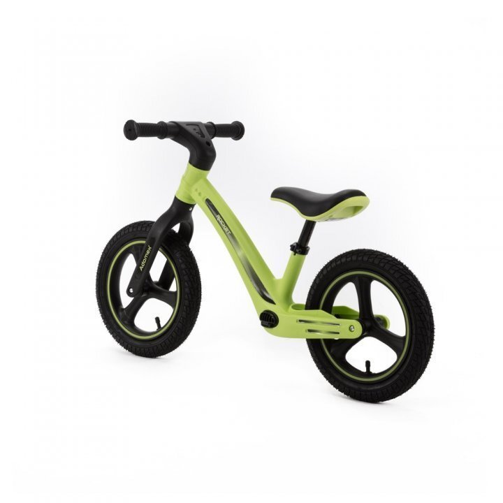 Adamex Bicicleta fara pedale pentru copii Rocket cu roti gonflabile din cauciuc 12 inch sezutul moale reglabil pe inaltime sarcina maxima admisa 25 kg omologata EN71 Lime Green