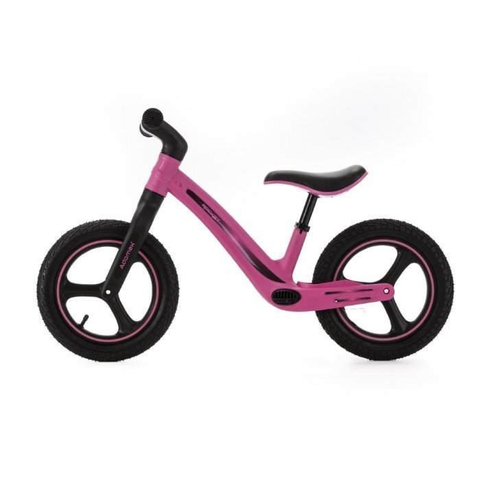 Adamex Bicicleta fara pedale pentru copii Rocket cu roti gonflabile din cauciuc 12 inch sezutul moale reglabil pe inaltime sarcina maxima admisa 25 kg omologata EN71 Pink Me