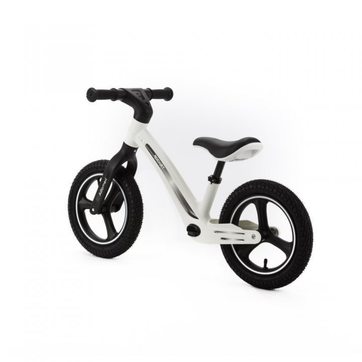 Adamex Bicicleta fara pedale pentru copii Rocket cu roti gonflabile din cauciuc 12 inch sezutul moale reglabil pe inaltime sarcina maxima admisa 25 kg omologata EN71 Pure White