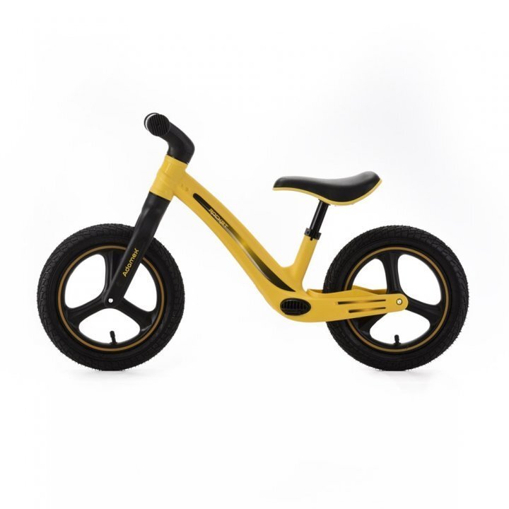 Adamex Bicicleta fara pedale pentru copii Rocket cu roti gonflabile din cauciuc 12 inch sezutul moale reglabil pe inaltime sarcina maxima admisa 25 kg omologata EN71 Yellow Wee
