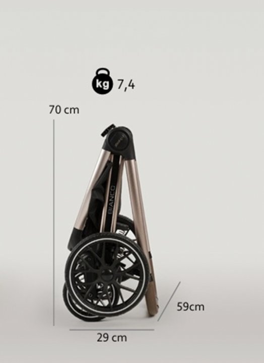 Adamex Carucior 2 in 1 Bianco Deluxe Collection cu suspensii maner reglabil certificat EN18882022 pana la 22 kg Champagne Beige