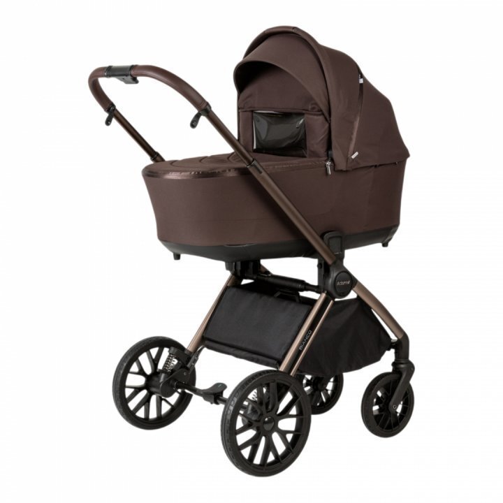 Adamex Carucior 2 in 1 Bianco Deluxe Collection cu suspensii maner reglabil certificat EN18882022 pana la 22 kg Chocolate Brown