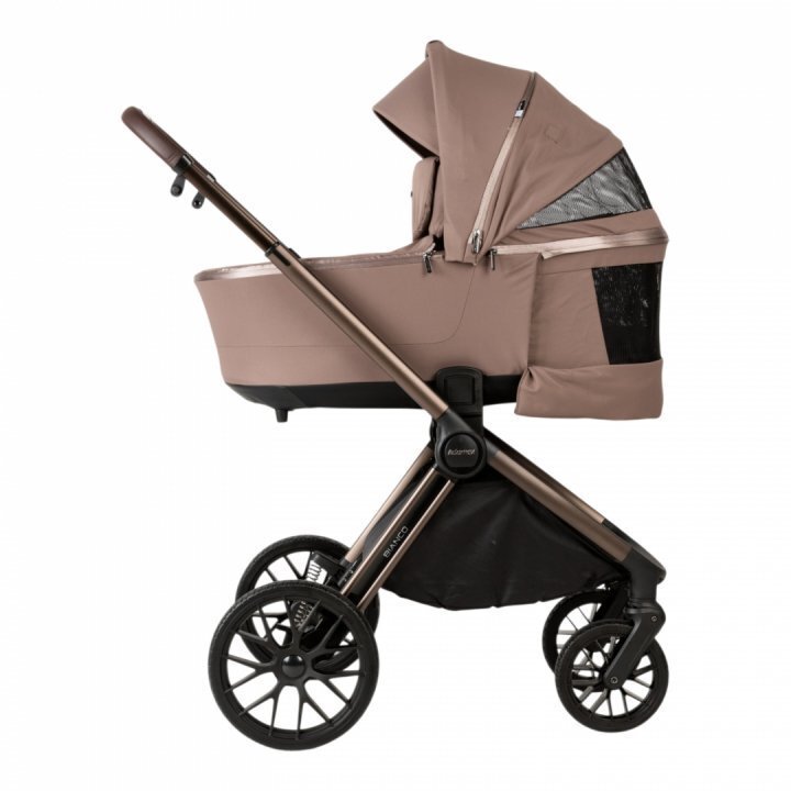 Adamex Carucior 2 in 1 Bianco Deluxe Collection cu suspensii maner reglabil certificat EN18882022 pana la 22 kg Chocolate Fango