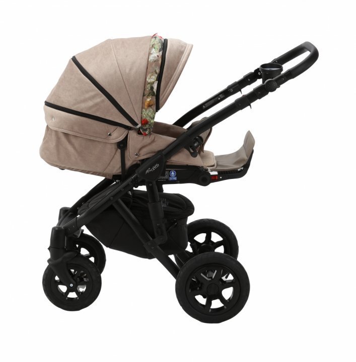 Adamex Carucior 3 in 1 Barletta FL5 Flowers Collection oak barrel cu scaun auto iSize landou cu suport de cap reglabil pe inaltime parte sport reglabila pana la orizontala suspensii