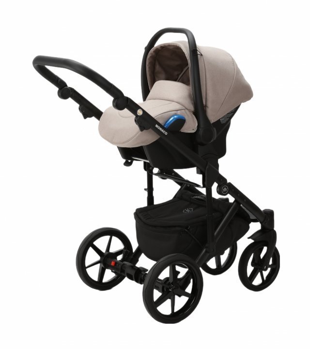 Adamex Carucior 3 in 1 Monaco Linen EcoLeather PS16 Sahara Beige scoica testata ADAC suspensii maner reglabil suport reglabil pentru picioare accesorii incluse