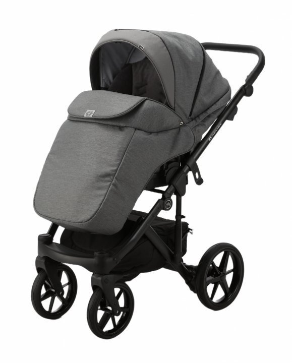 Adamex Carucior 3 in 1 Monaco Linen EcoLeather PS5 Graphite Grey scoica testata ADAC suspensii maner reglabil suport reglabil pentru picioare accesorii incluse