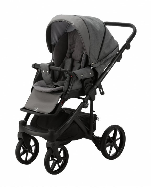 Adamex Carucior 3 in 1 Monaco Linen EcoLeather PS5 Graphite Grey scoica testata ADAC suspensii maner reglabil suport reglabil pentru picioare accesorii incluse
