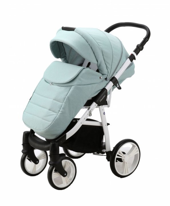 Adamex Carucior 3 in 1 Neonex TIP56B Green Mint scaun auto iSize spatar reglabil pana la orizontala landou cu spatar reglabil suspensii accesorii incluse