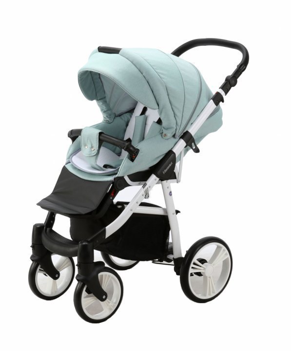 Adamex Carucior 3 in 1 Neonex TIP56B Green Mint scaun auto iSize spatar reglabil pana la orizontala landou cu spatar reglabil suspensii accesorii incluse