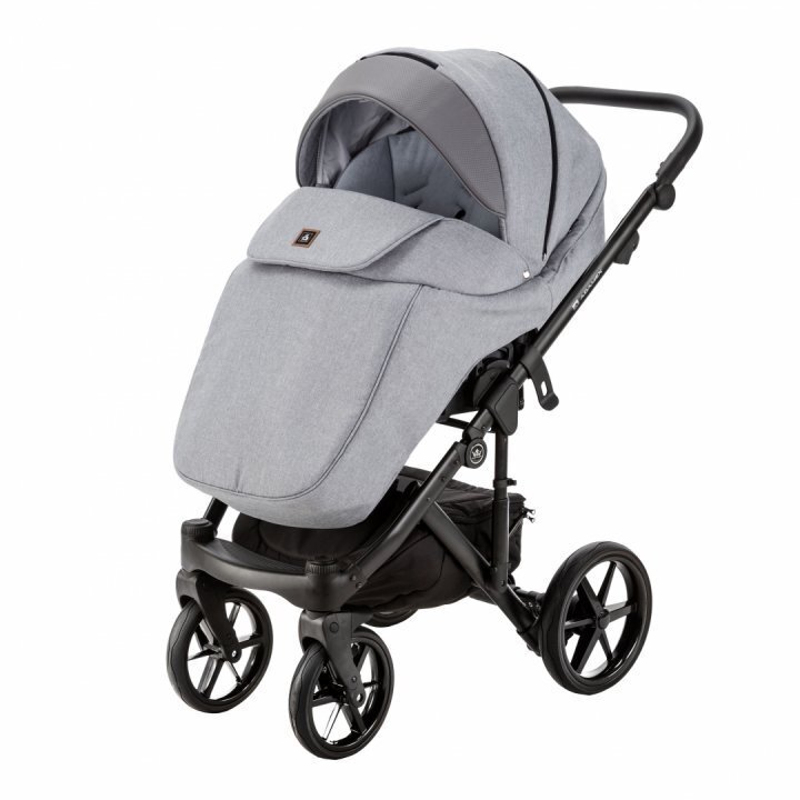 Adamex Carucior 3 in 1 Olivia Linen EcoLeather BR260 Grey Fox cu scaun iSize landou cu suport de cap reglabil parte sport reglabila pana la orizontala roti cu suspensii