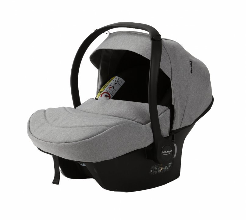 Adamex Carucior 3 in 1 Olivia Linen EcoLeather BR260 Grey Fox cu scaun iSize landou cu suport de cap reglabil parte sport reglabila pana la orizontala roti cu suspensii
