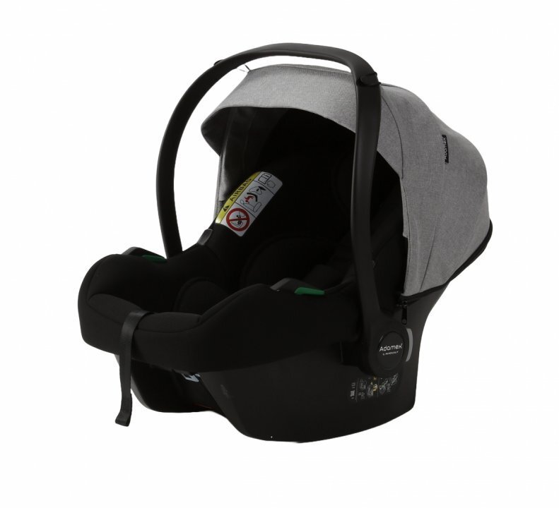 Adamex Carucior 3 in 1 Olivia Linen EcoLeather BR260 Grey Fox cu scaun iSize landou cu suport de cap reglabil parte sport reglabila pana la orizontala roti cu suspensii