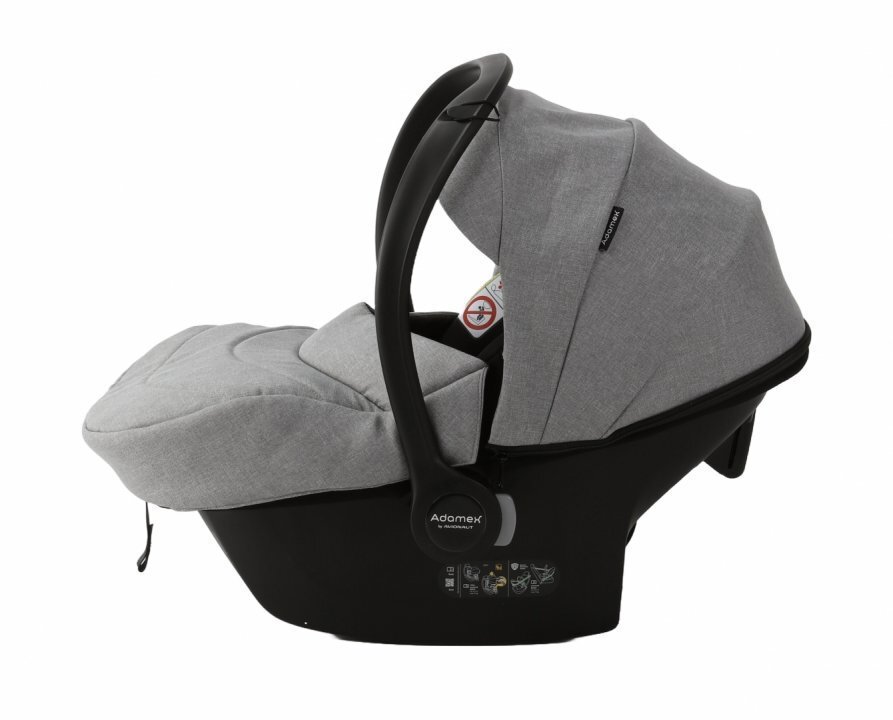 Adamex Carucior 3 in 1 Olivia Linen EcoLeather BR260 Grey Fox cu scaun iSize landou cu suport de cap reglabil parte sport reglabila pana la orizontala roti cu suspensii