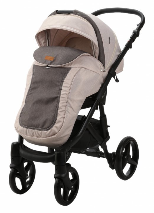Adamex Carucior 3 in 1 pentru copii Barletta Full Linen TD2 Sweet Amaretto cu scaun auto iSize landou reglabil parte sport reglabila pana la orizontala cadru cu suspensii