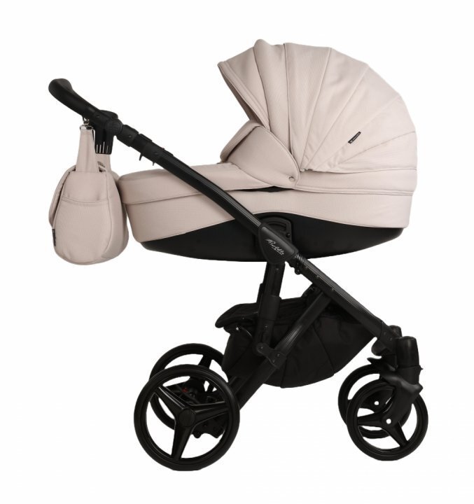 Adamex Carucior 3 in 1 pentru copii Barletta Natura Collection TK161 Full Linen Vanilla cu scaun auto iSize landou cu suport de cap reglabil pe inaltime parte sport reglabila pana la orizontala suspensii