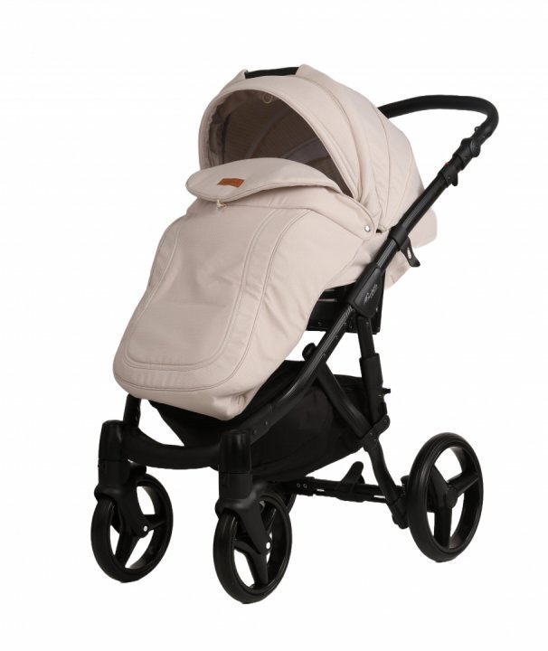 Adamex Carucior 3 in 1 pentru copii Barletta Natura Collection TK161 Full Linen Vanilla cu scaun auto iSize landou cu suport de cap reglabil pe inaltime parte sport reglabila pana la orizontala suspensii