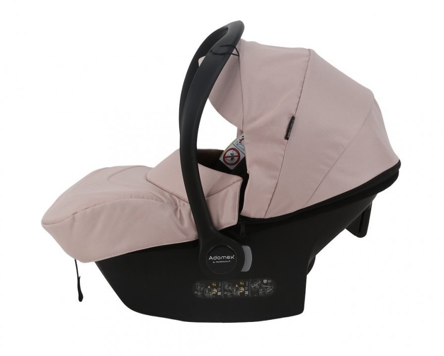 Adamex Carucior 3 in 1 pentru copii Barletta Y813 Powder Pink cu scaun auto iSize landou cu suport de cap reglabil pe inaltime parte sport reglabila pana la orizontala suspensii
