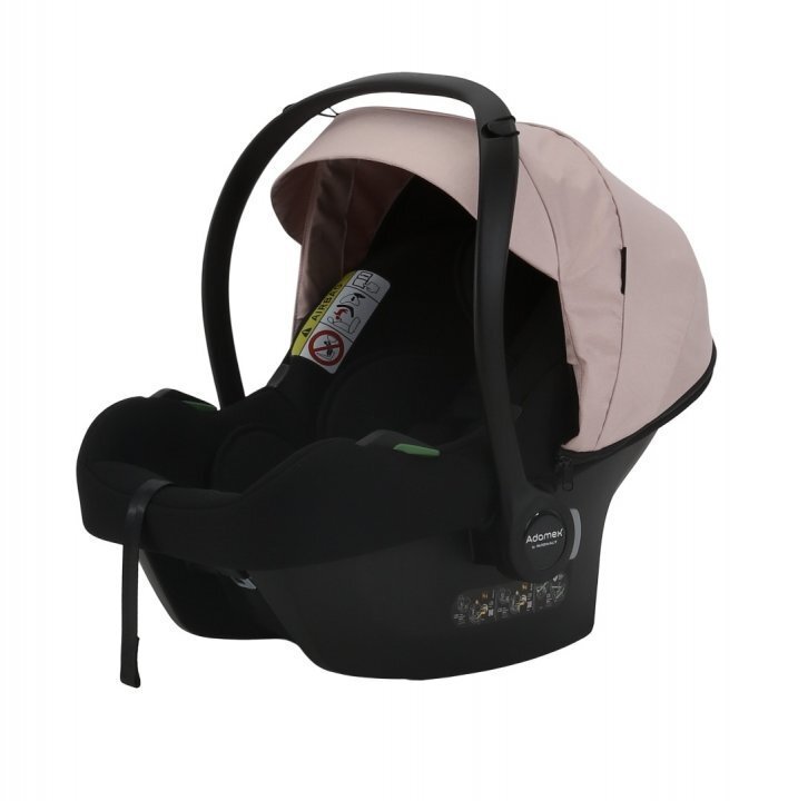 Adamex Carucior 3 in 1 pentru copii Barletta Y813 Powder Pink cu scaun auto iSize landou cu suport de cap reglabil pe inaltime parte sport reglabila pana la orizontala suspensii