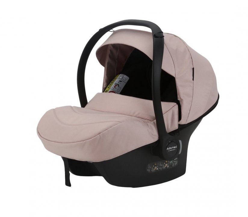 Adamex Carucior 3 in 1 pentru copii Barletta Y813 Powder Pink cu scaun auto iSize landou cu suport de cap reglabil pe inaltime parte sport reglabila pana la orizontala suspensii