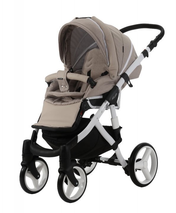 Adamex Carucior 3 in 1 pentru copii Barletta Y847 Cafe Latte cu scaun auto iSize landou cu suport de cap reglabil pe inaltime parte sport reglabila pana la orizontala suspensii