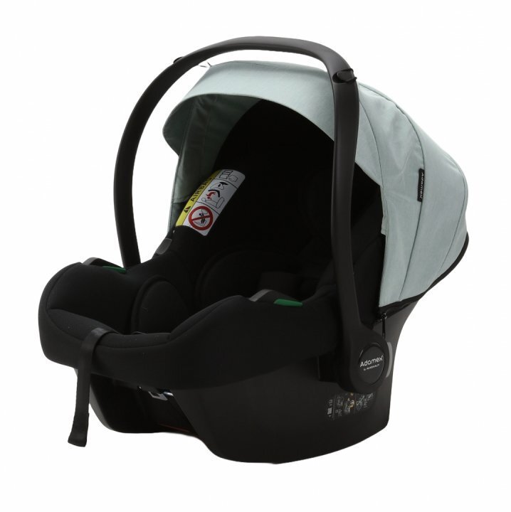 Adamex Carucior 3 in 1 pentru copii Rimini Alu Lux Collection Linen EcoLeather RY104 Mineral Green cu suspensii maner reglabil suport reglabil pentru picioare accesorii incluse