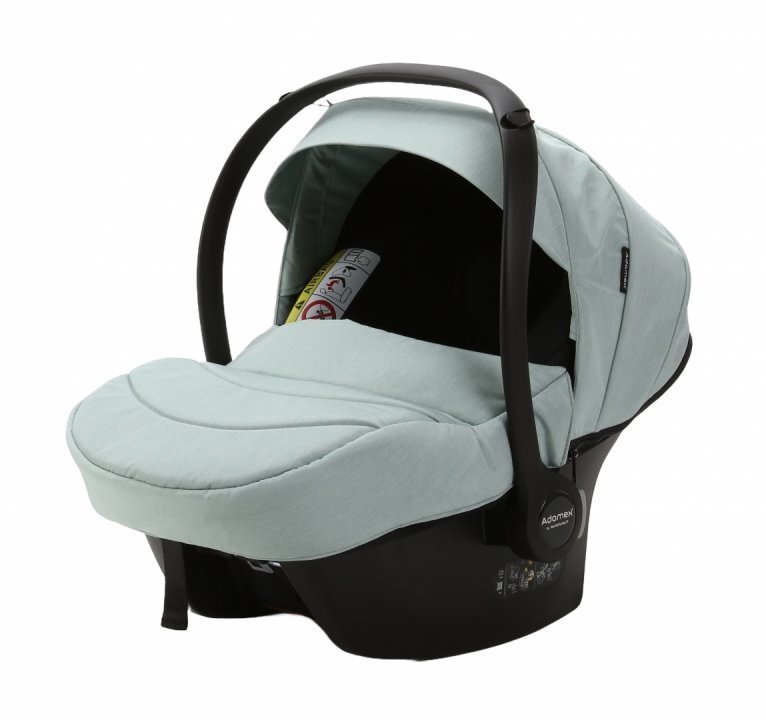 Adamex Carucior 3 in 1 pentru copii Rimini Alu Lux Collection Linen EcoLeather RY104 Mineral Green cu suspensii maner reglabil suport reglabil pentru picioare accesorii incluse
