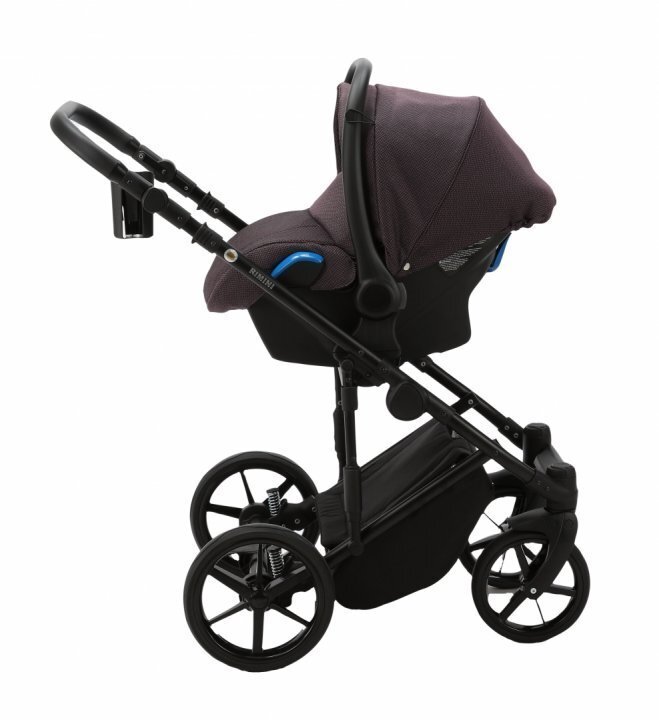 Adamex Carucior 3 in 1 Rimini Alu tip Collection Linen EcoLeather frozen raspberry cu scaun iSize parte sport reglabila pana la orizontala cadru cu suspensii landou cu suport de cap reglabil pe inaltime