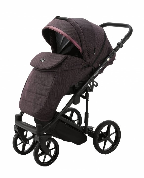 Adamex Carucior 3 in 1 Rimini Alu tip Collection Linen EcoLeather frozen raspberry cu scaun iSize parte sport reglabila pana la orizontala cadru cu suspensii landou cu suport de cap reglabil pe inaltime