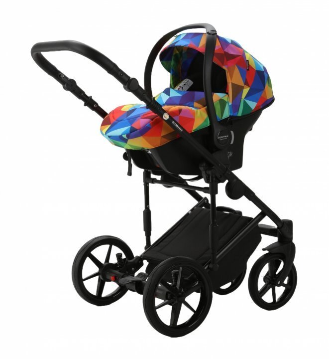 Adamex Carucior 3 in 1 Rimini Alu tip Collection Linen EcoLeather multicolor cu scaun iSize parte sport reglabila pana la orizontala cadru cu suspensii landou cu suport de cap reglabil pe inaltime