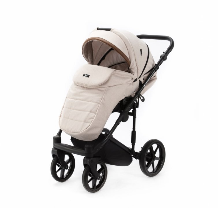 Adamex Carucior 3 in 1 Rimini Alu Tip Collection Linen EcoLeather RY83 Beige Caramel scoica testata ADAC suspensii maner reglabil suport reglabil pentru picioare accesorii incluse