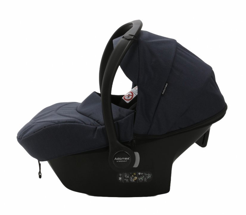 Adamex Carucior 3 in 1 Rimini Alu tip Collection Linen EcoLeather RY95 Blue Gold cu scaun auto iSize parte sport reglabila pana la orizontala landou cu suport de cap reglabil accesorii incluse