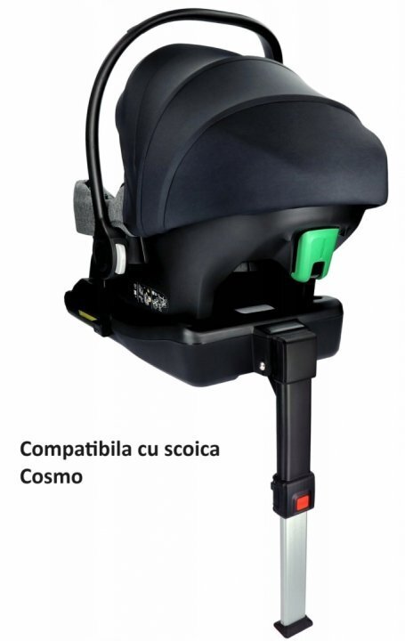 Adamex Carucior 4 in 1 Olivia cu baza Isofix Linen EcoLeather BR260 Grey Fox landou cu suport de cap reglabil pe inaltime parte sport reglabila pana la orizontala suspensii SAS