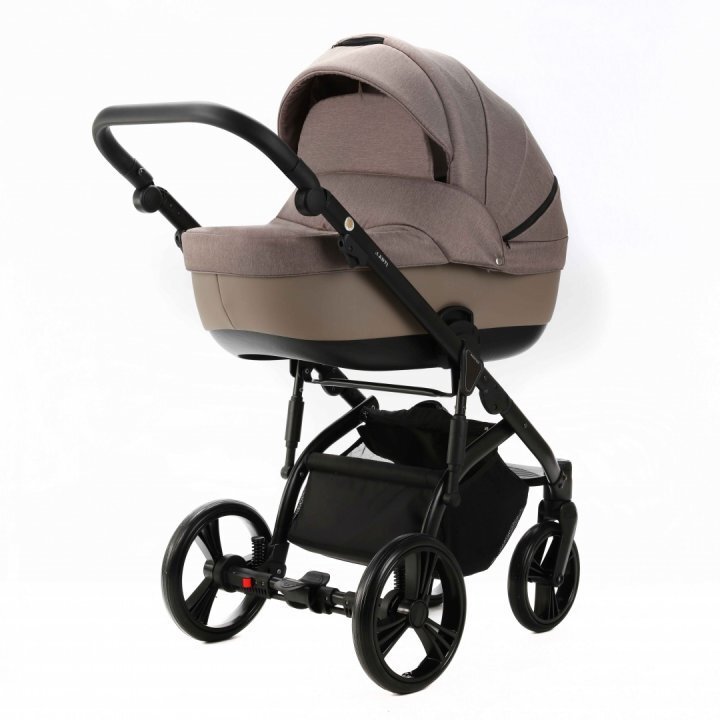Adamex Carucior pentru copii 2 in 1 Lanti PS110 Pliabil landou cu salteluta copertina reglabila roti frontale pivotante cu dubla suspensie si husa de ploaie inclusa Linen EcoLeather Coffee Bean