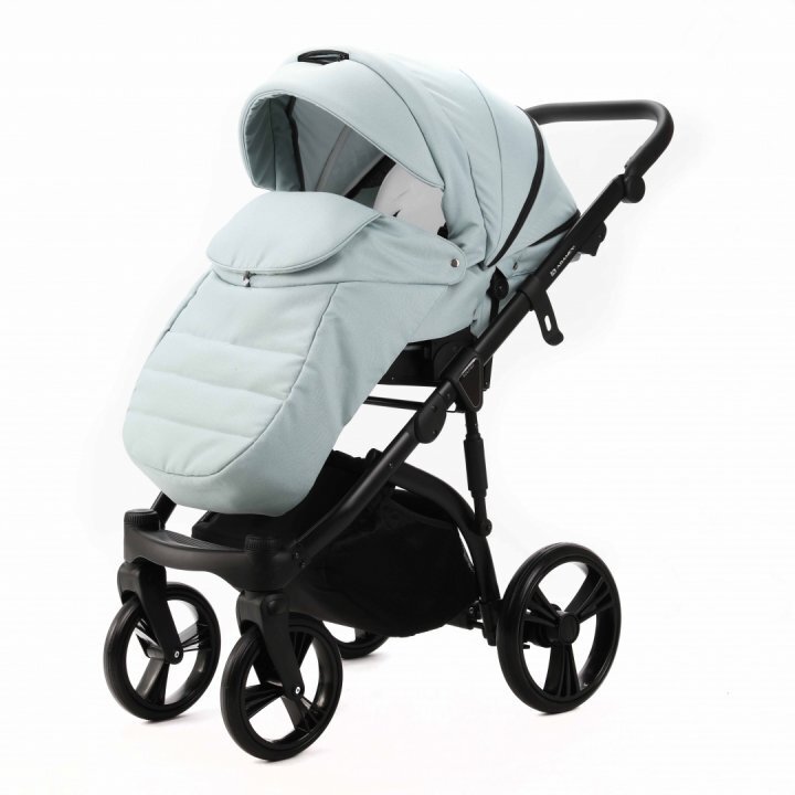 Adamex Carucior pentru copii 2 in 1 Lanti PS25 Pliabil landou cu salteluta copertina reglabila roti frontale pivotante cu dubla suspensie si husa de ploaie inclusa Linen EcoLeather Mint Green