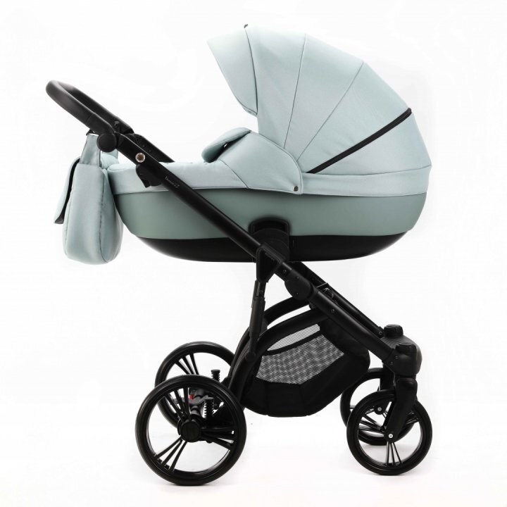 Adamex Carucior pentru copii 2 in 1 Lanti PS25 Pliabil landou cu salteluta copertina reglabila roti frontale pivotante cu dubla suspensie si husa de ploaie inclusa Linen EcoLeather Mint Green