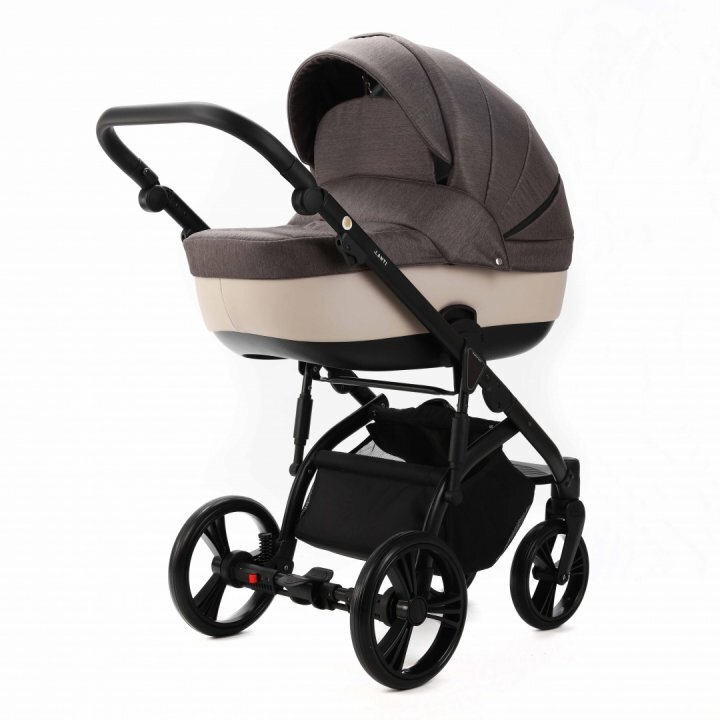Adamex Carucior pentru copii 2 in 1 Lanti PS28 Pliabil landou cu salteluta copertina reglabila roti frontale pivotante cu dubla suspensie si husa de ploaie inclusa Linen EcoLeather Brownstone