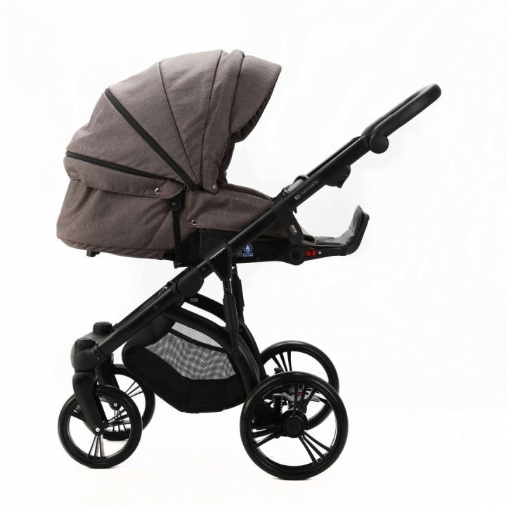 Adamex Carucior pentru copii 2 in 1 Lanti PS28 Pliabil landou cu salteluta copertina reglabila roti frontale pivotante cu dubla suspensie si husa de ploaie inclusa Linen EcoLeather Brownstone