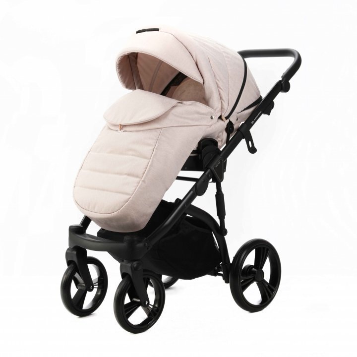 Adamex Carucior pentru copii 2 in 1 Lanti PS33 Pliabil landou cu salteluta copertina reglabila roti frontale pivotante cu dubla suspensie si husa de ploaie inclusa Linen EcoLeather Sandstone