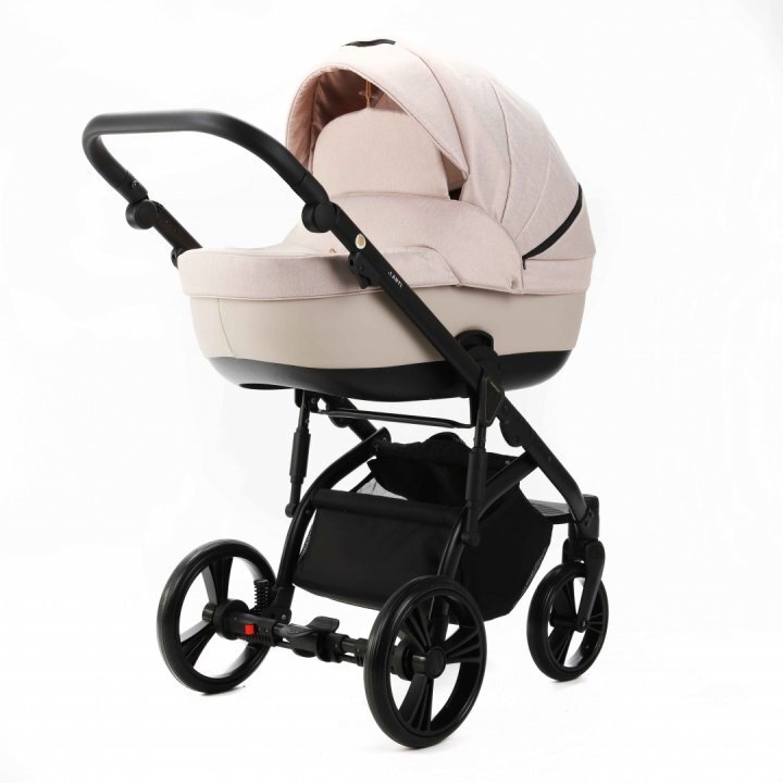 Adamex Carucior pentru copii 2 in 1 Lanti PS33 Pliabil landou cu salteluta copertina reglabila roti frontale pivotante cu dubla suspensie si husa de ploaie inclusa Linen EcoLeather Sandstone