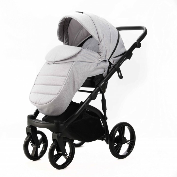 Adamex Carucior pentru copii 2 in 1 Lanti PS46 Pliabil landou cu salteluta copertina reglabila roti frontale pivotante cu dubla suspensie si husa de ploaie inclusa Linen EcoLeather Pearl