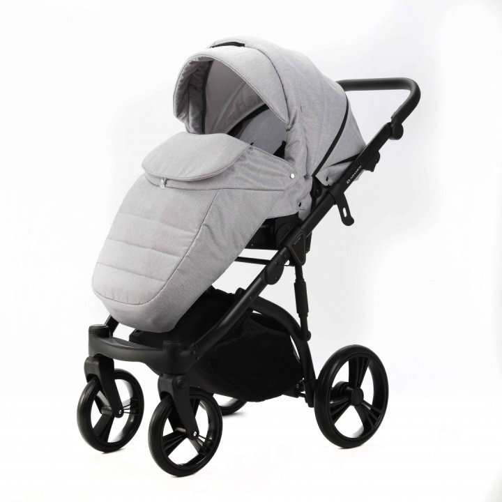 Adamex Carucior pentru copii 2 in 1 Lanti PS79 Pliabil landou cu salteluta copertina reglabila roti frontale pivotante cu dubla suspensie si husa de ploaie inclusa Linen EcoLeather Grey Heather