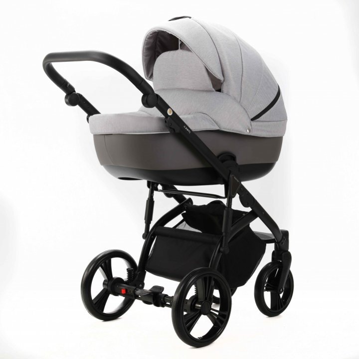Adamex Carucior pentru copii 2 in 1 Lanti PS79 Pliabil landou cu salteluta copertina reglabila roti frontale pivotante cu dubla suspensie si husa de ploaie inclusa Linen EcoLeather Grey Heather