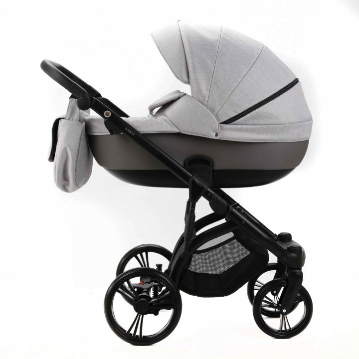 Adamex Carucior pentru copii 2 in 1 Lanti PS79 Pliabil landou cu salteluta copertina reglabila roti frontale pivotante cu dubla suspensie si husa de ploaie inclusa Linen EcoLeather Grey Heather