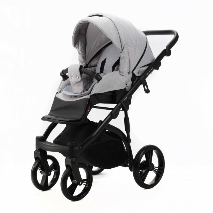 Adamex Carucior pentru copii 2 in 1 Lanti PS79 Pliabil landou cu salteluta copertina reglabila roti frontale pivotante cu dubla suspensie si husa de ploaie inclusa Linen EcoLeather Grey Heather