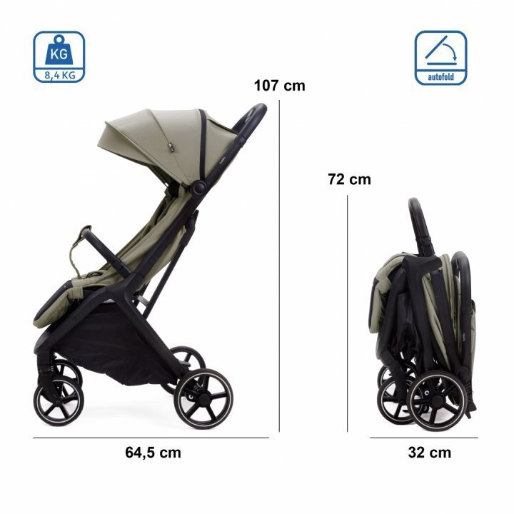 Adamex Carucior sport pentru copii Bello Olive tip troller pliere automata copertina XXL pana la 22 kg 6 luni+